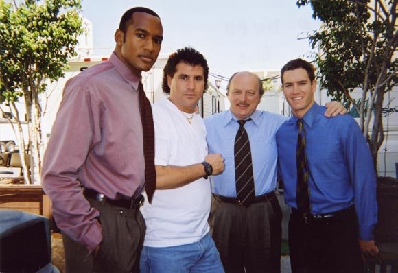Stu Moss with the cast of NYPD Blue